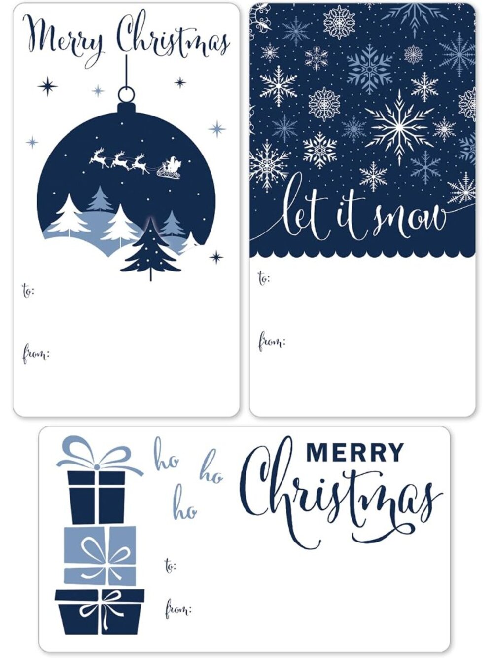 Blue Christmas Gift Tags, Snowflake Design, Peel and Stick, 42 Count